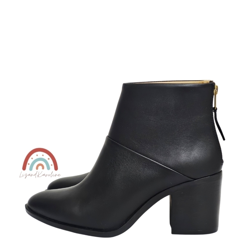 New! Nisolo Dari Leather Block Heeled Boots Black With Gold Zipper — image 5 of 8